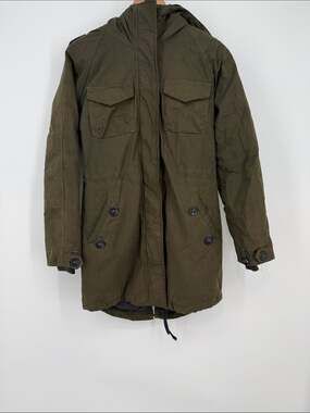 Aritzia Community Olive Green Down Hooded Winter Jacket